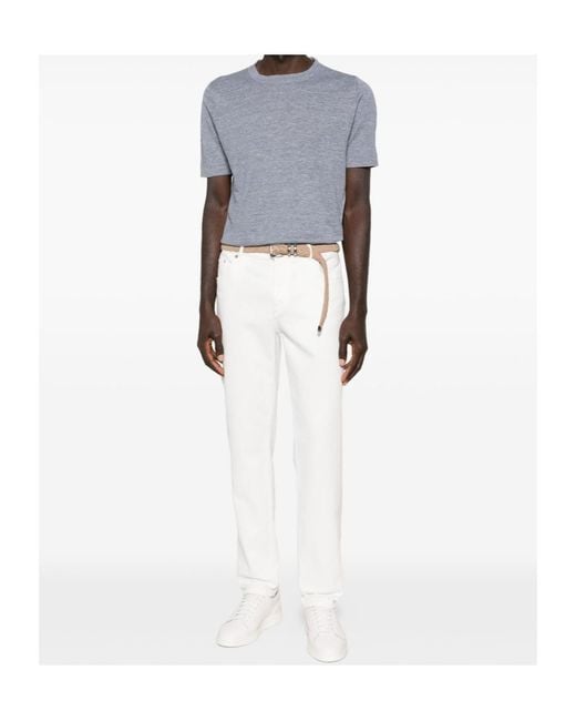 Brunello Cucinelli Gray Short-Sleeve Ribbed T-Shirt for men