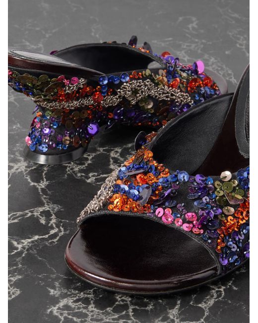 Dries Van Noten Brown Embellished Open-Toe Sandals
