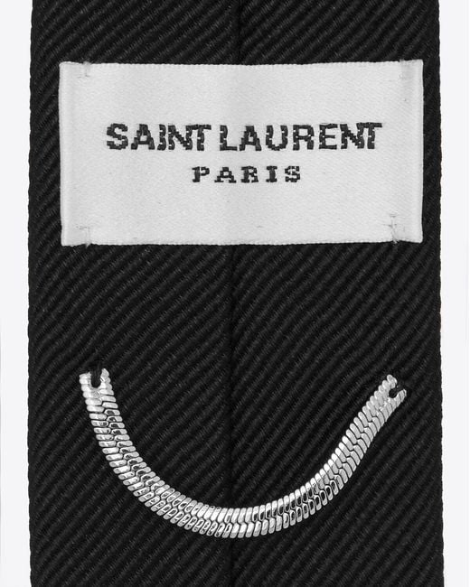 Saint Laurent White Signature Evening Skinny Tie for men