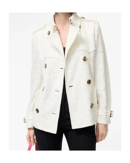 Burberry White Short Paisley Lace Foxfield Trench Coat