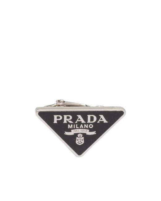 Prada White Symbole Clip Right Earring