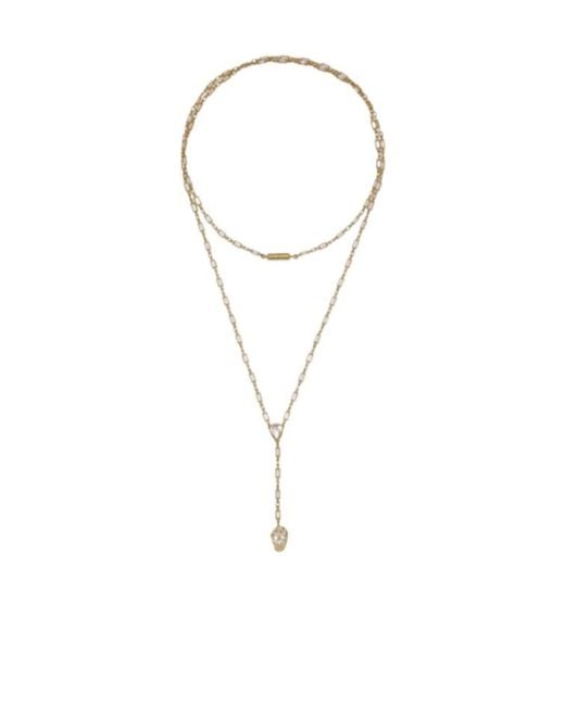 McQueen White Skull Zirconia-Embellished Necklace