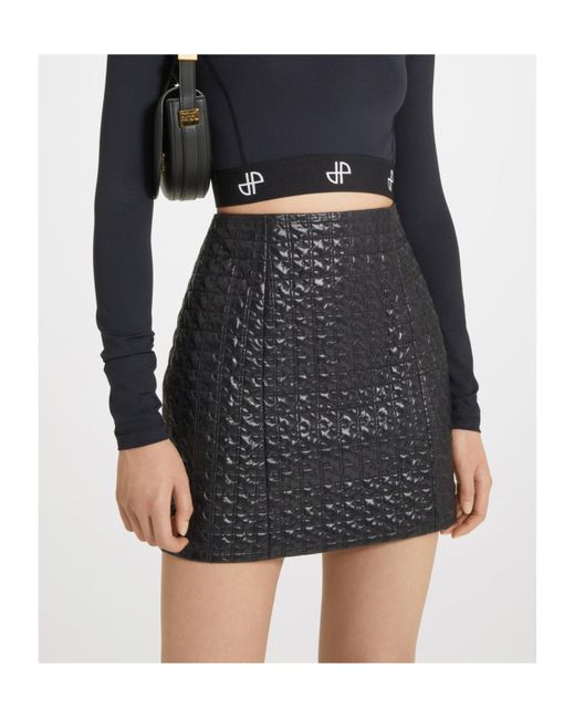 Patou Black High Waist Quilted Shell Mini Skirt