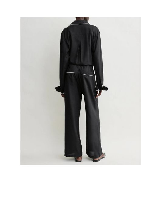 Totême Black Straight-Leg Trousers