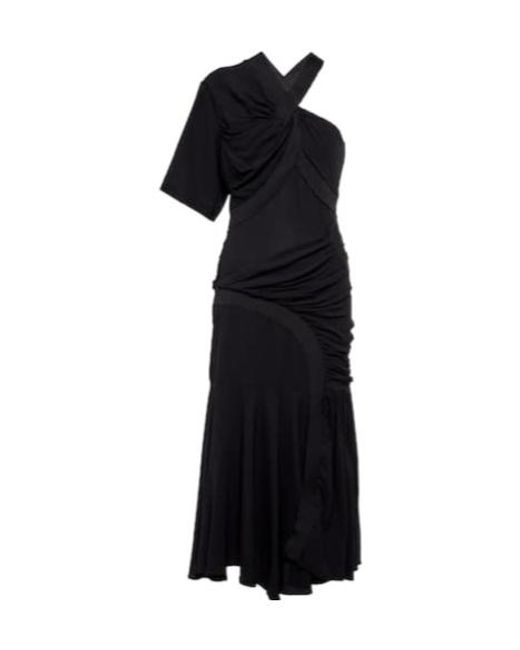 Stella McCartney Black Emmeline Crêpe One-Shoulder Midi Dress