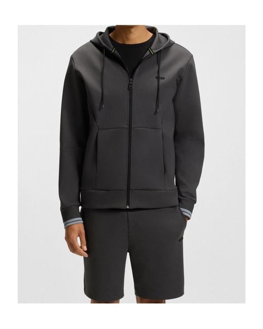 Boss Black Zip-Up Hooded Sweatshirt for men