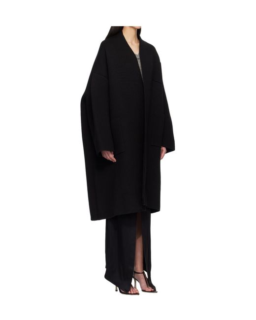 Tom Ford Black Sculptural Interlock Wool Blend Long-Sleeved Coat