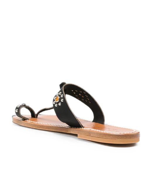 K. Jacques Black Embellished Toe-Strap Sandals
