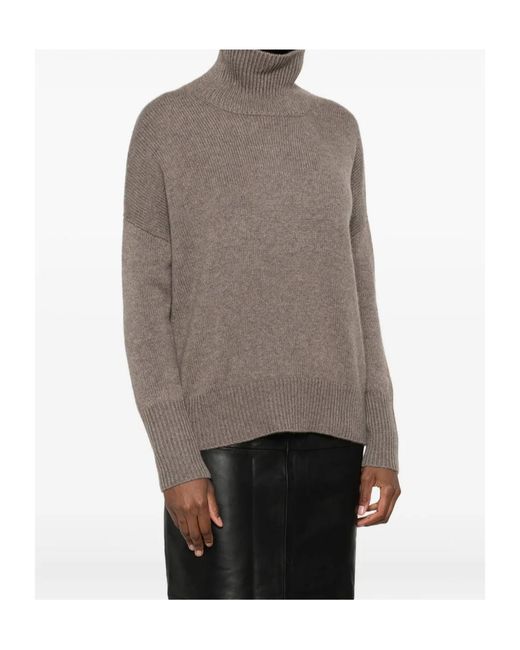 Lisa Yang Gray Heidi High Neck Knitwear