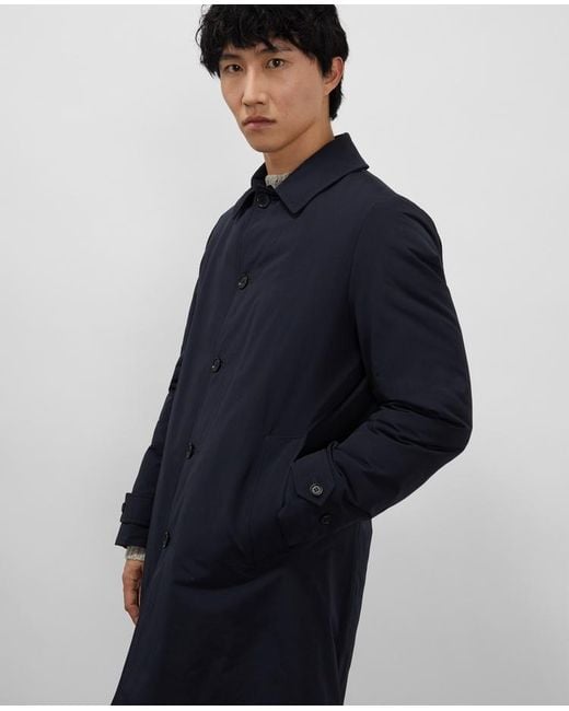 Aspesi Blue Lapel Long-Sleeved Coat for men