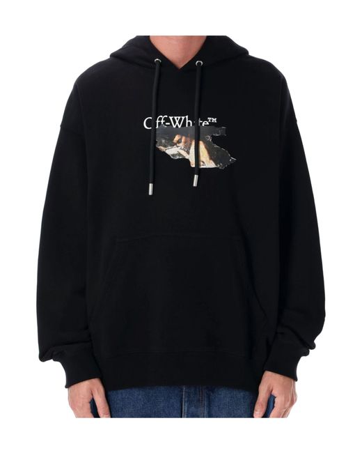 Off-White c/o Virgil Abloh Black Paint Arrow Cotton Skate Hoodie for men