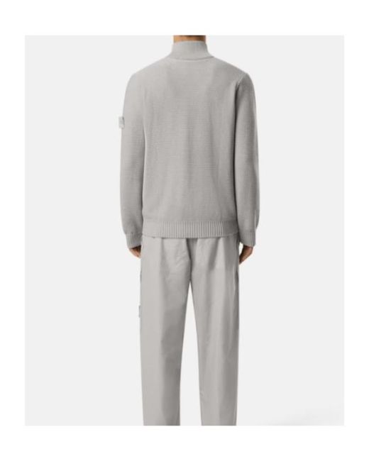Stone Island Gray Logo-Patch Cardigan for men