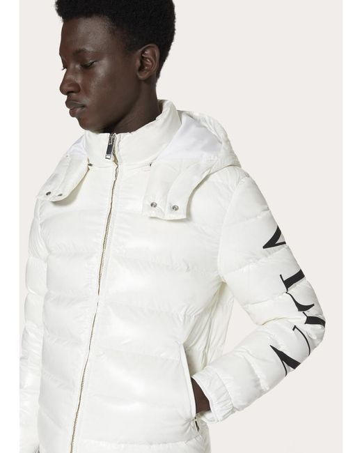 Valentino White Padded Logo-Print Jacket for men