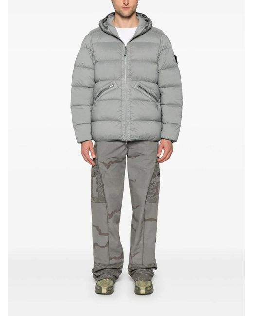 Stone Island Gray Giubbotto Vera Piuma Rds for men