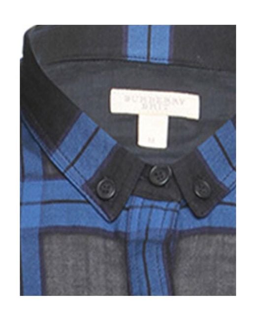 Burberry Blue Checkered Detail Shirt