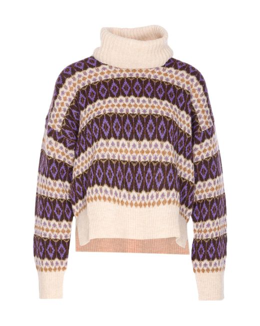 Liu Jo Red Jacquard Turtleneck Jumper