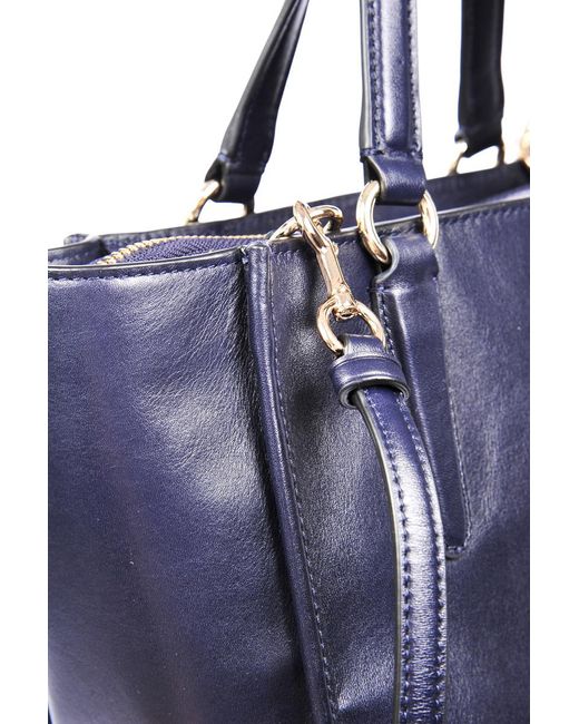 COACH Blue Logo Zipper Satchel