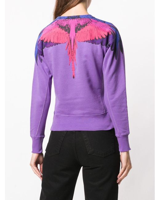 Marcelo Burlon Purple Bird Feather Flying Wing Printed Pullover