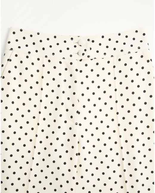 Valentino White Polka Dot Printed Wide Leg Pants