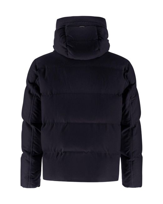 Herno Blue High-Neck Drawstring Bomber Jacket for men