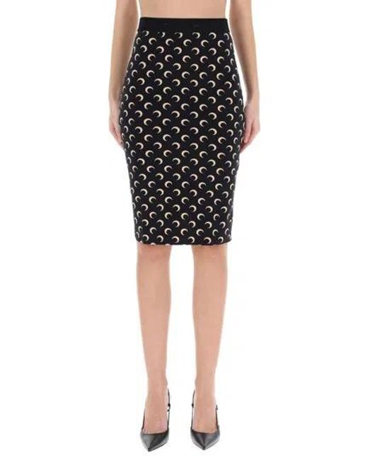 MARINE SERRE Black Moon Jersey Skirt