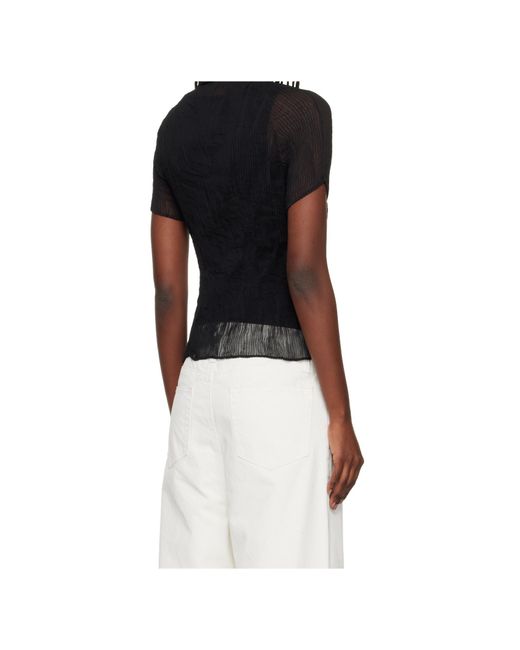 Issey Miyake Black Chiffon Twist Sheer Top