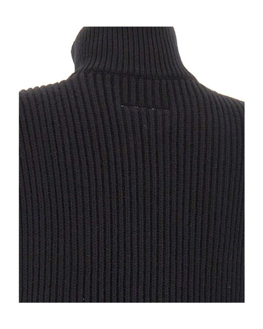 MM6 by Maison Margiela Black Ribbed-Knit Zip-Up Vest