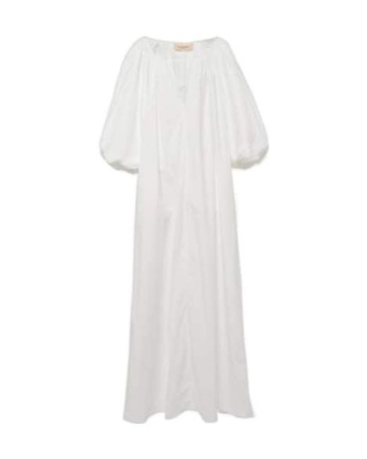 Adriana Degreas White Puff-Sleeve Maxi Dress