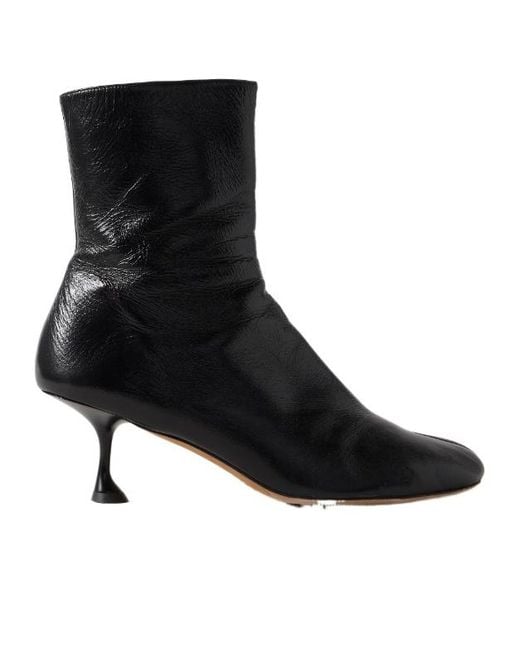 Proenza Schouler Black Tee Crinkled-Leather Ankle Boots