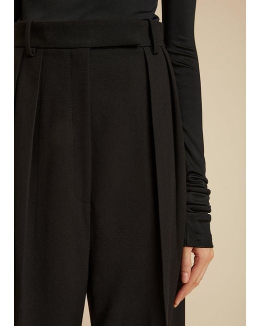 Khaite Black Cessie High-Waist Straight Leg Trousers