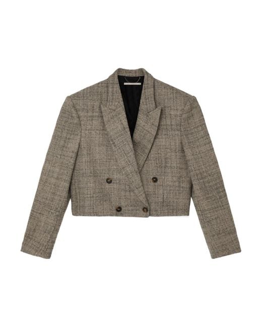 Stella McCartney Brown Cropped Double-Breasted Blazer