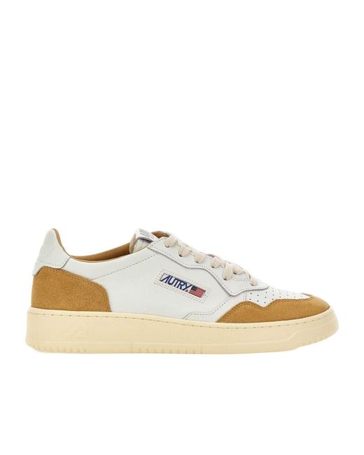 Autry White Perforated Low-Top Sneakers for men