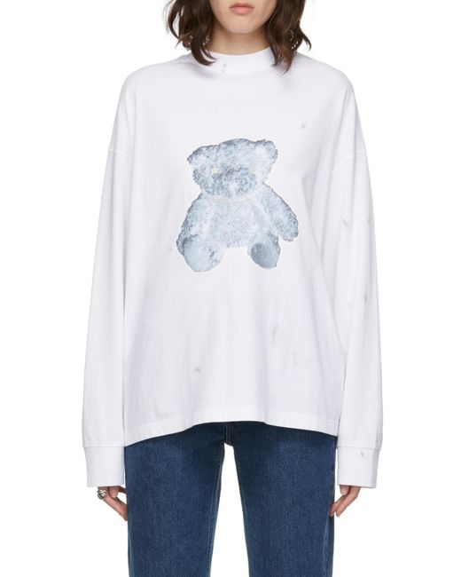 we11done White Teddy Bear Cotton Sweatshirt