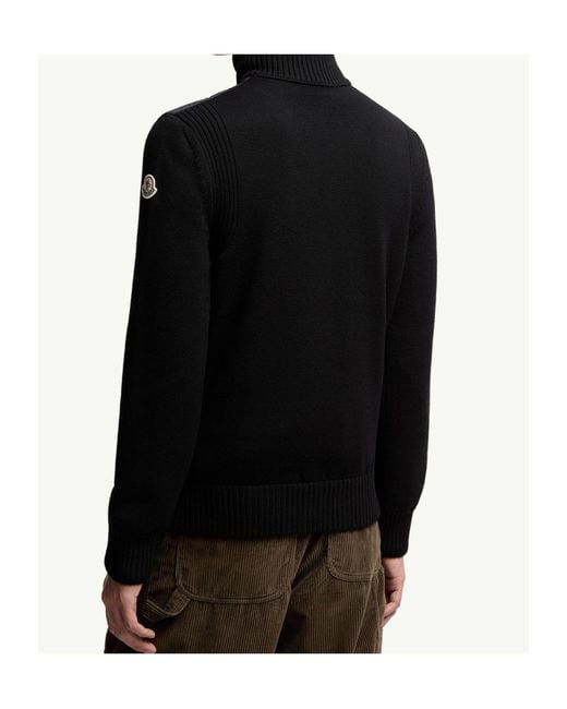 Moncler Black Padded Panel-Knit Jacket for men
