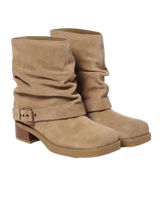 Michael Kors Brown Pleated Flat Boots