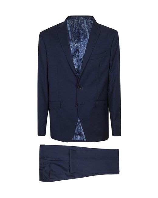 Etro Blue Single-Breasted Suit for men