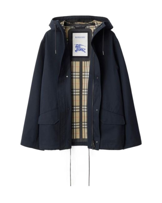 Burberry Blue Long Sleeved Hooded Drawstring Jacket for men