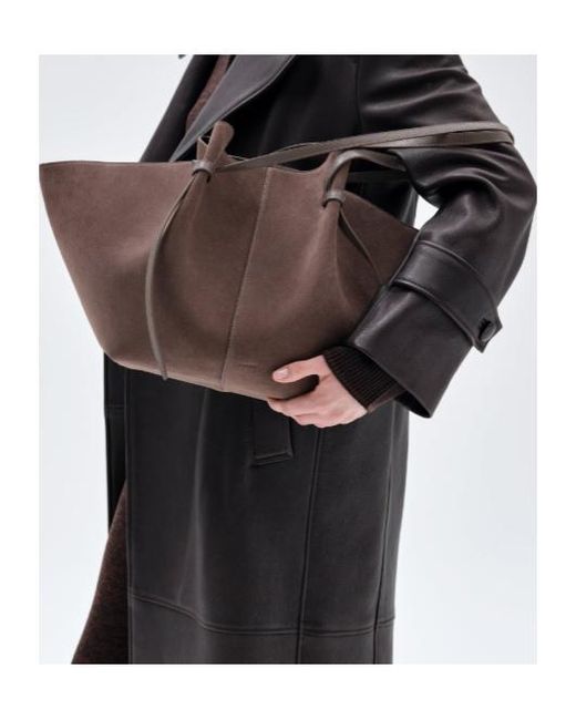 Yuzefi Brown Large Mochi Suede Tote Bag