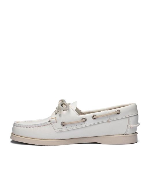 Sebago White Docksides Portland Lace-Up Boat Shoes for men