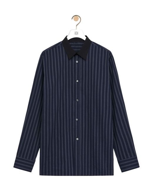 Loewe Blue Long Sleeved Striped Shirt for men