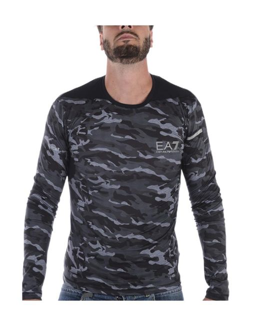EA7 Blue Round-Necked T-Shirt for men