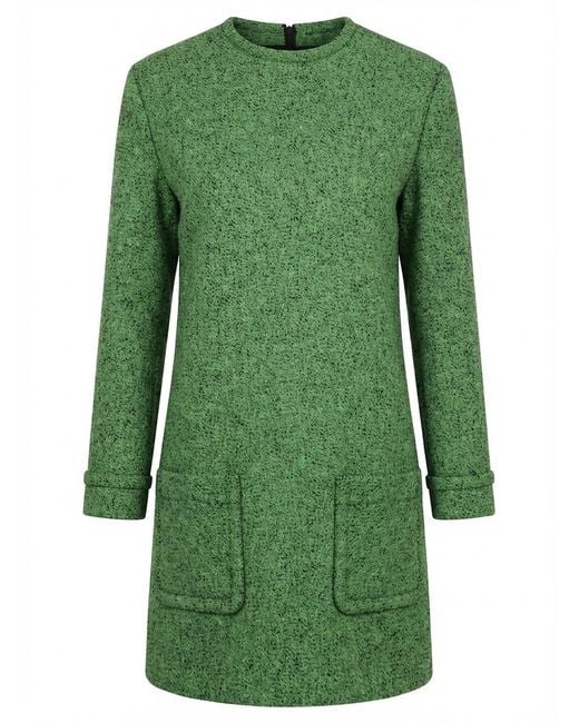 Gucci Green Mouline Long-Sleeve Dress