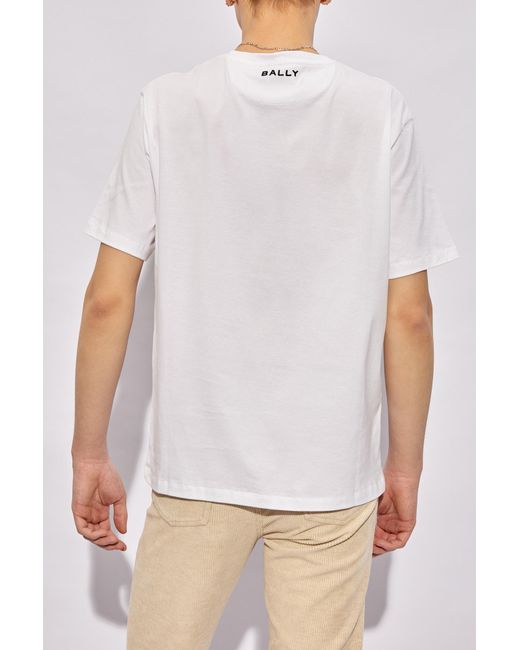 Bally White Graphic Printed Crewneck T-Shirt for men