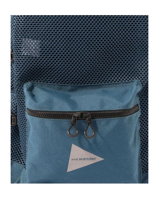And Wander Blue Mesh Patchwork Backpack for men