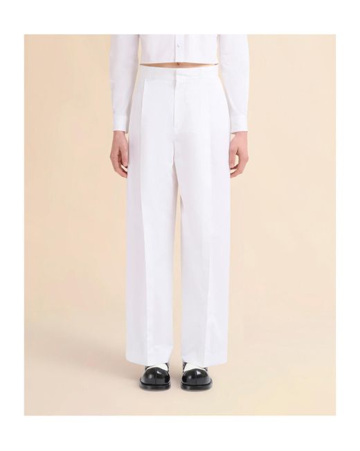Marni White Poplin Trousers With Maxi Pleats for men