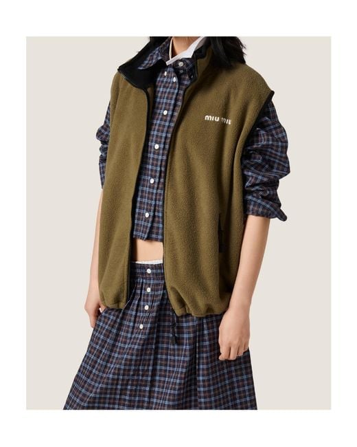 Miu Miu Green Fleece Zipper Vest