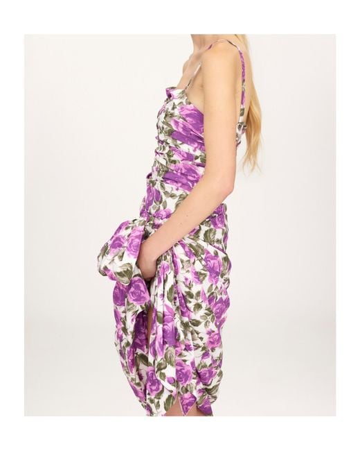 Chloé Purple Cotton Poplin Strapless Midi Dress