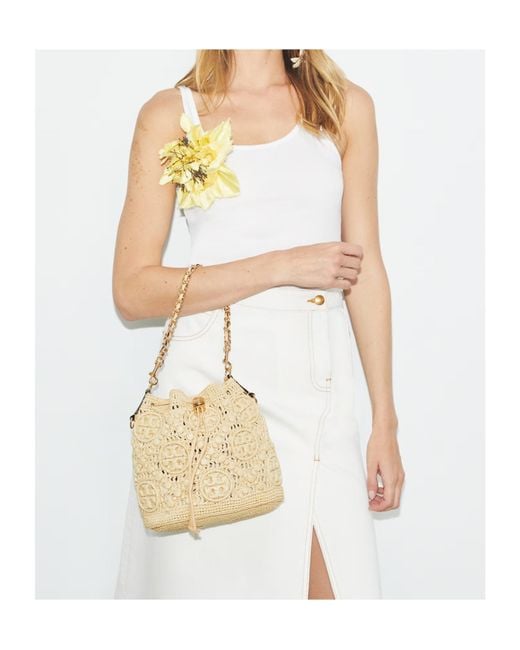 Tory Burch Metallic 'T Monogram' Crossbody Bag With Logo Embroidery And C