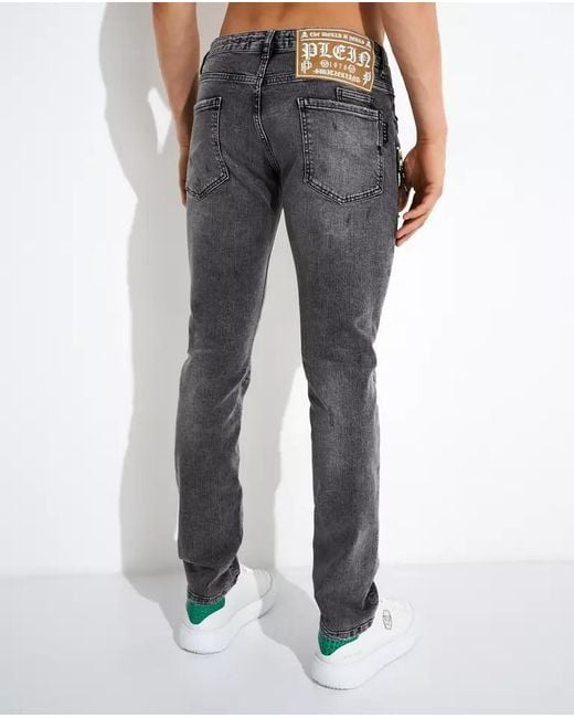 Philipp Plein Gray Belt-Loop Jeans for men