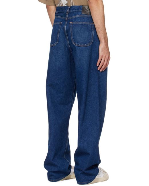 Off-White c/o Virgil Abloh Blue Logo Patch Wide Leg Jeans for men